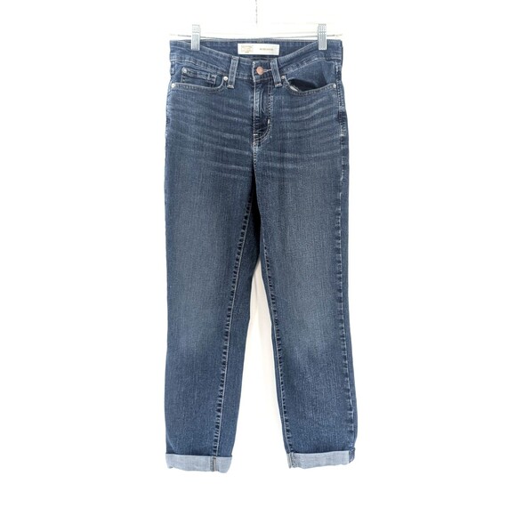 Levis Signature Mid Rise Boyfriend Jeans Medium Wash Faded Cuffed Size 27x24 - Picture 1 of 8